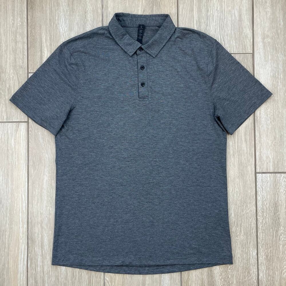 Lululemon Evolution Polo Shirt Mens L Gray Heather Golf Performance Stretch